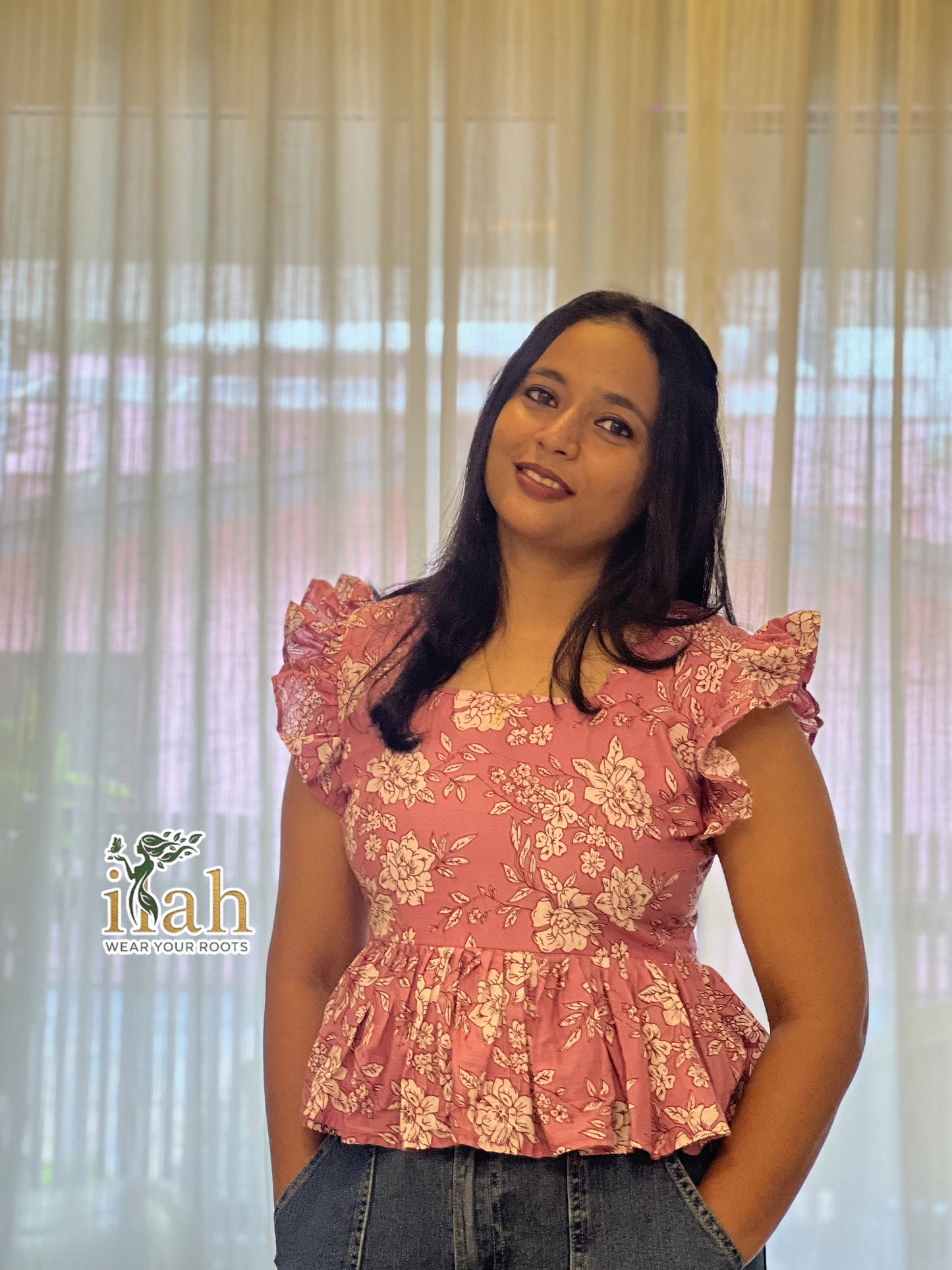 Pink Floral Peplum Top
